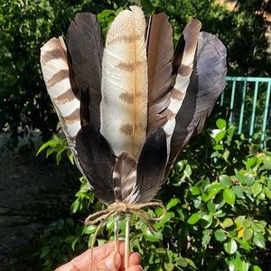 Hand Crafted Feather Art Natural Home Decor Boho New. B